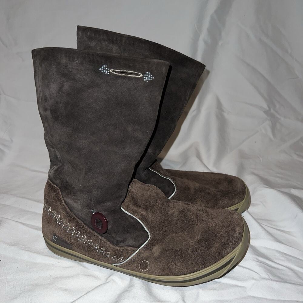 Timberland Smartwool Boots Women's 8 Brown Suede Plaid Roll Down Button Cuff